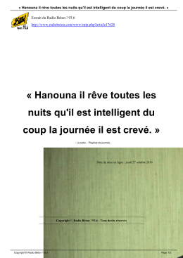 Hanouna il r&ecirc;ve toutes les nuits qu`il est intelligent du