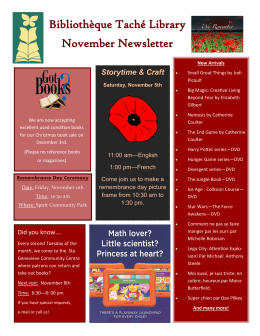 Bibliothèque Taché Library November Newsletter