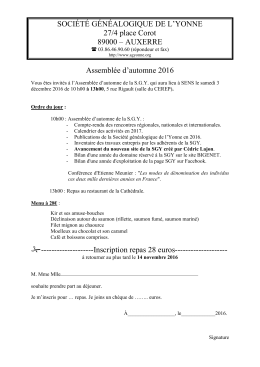 D&eacute;c. 2016 Sens - Soci&eacute;t&eacute; G&eacute;n&eacute;alogique de l`Yonne