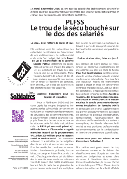 Tract PLFSS social et médico social - Novembre 2016