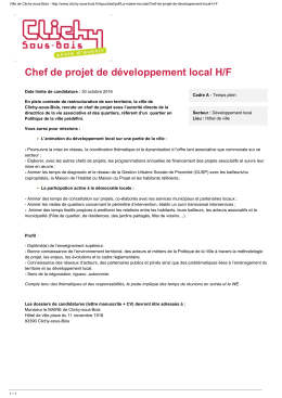 Chef de projet de d&eacute;veloppement local H/F