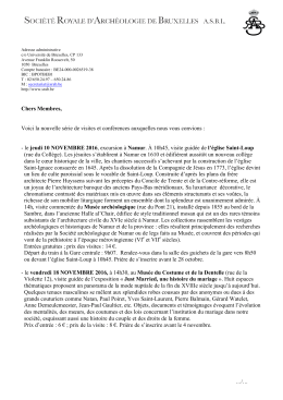 Consulter le programme d&eacute;taill&eacute; - Soci&eacute;t&eacute; Royale d`Arch&eacute;ologie de
