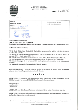 Arr&ecirc;t&eacute; N&deg;2176 - Ville de B&eacute;ziers