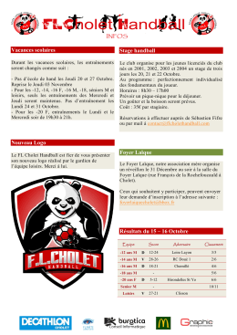 Newsletter n&deg;07 - FL Cholet handball