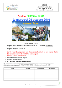 Sortie EUROPA PARK le mercredi 26 octobre 2016