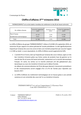 Chiffre d`affaires 3ème trimestre 2016_publication Lunic