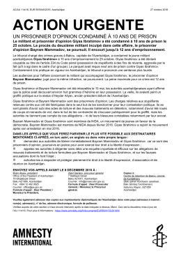 UN PRISONNIER D`OPINION CONDAMNÉ À 10 ANS DE PRISON