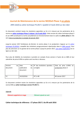 Journal de Maintenance de la norme NEODeS Phase 3 en