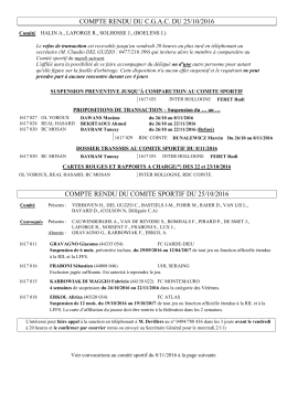 Sanctions du 25/10 et Convoc. comités sportifs