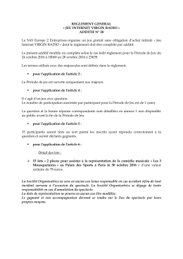 REGLEMENT GENERAL « JEU INTERNET VIRGIN RADIO