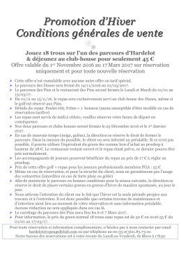 Conditions G&eacute;n&eacute;rales de Vente