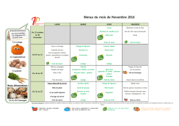 Menus du mois de Novembre 2016