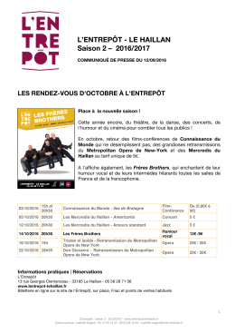 Communiqué de presse EN OCTOBRE A L
