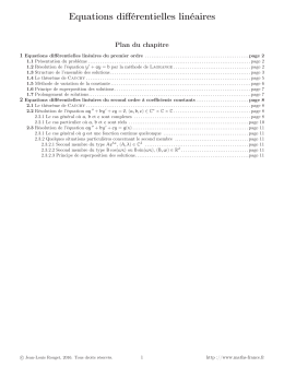 Equations diff&eacute;rentielles lin&eacute;aires