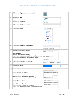 Procédure pour configurer un compte IMAP sur iPhone 5s