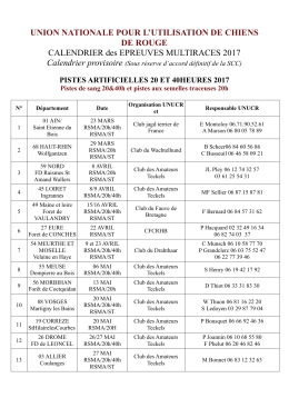 Le calendrier provisoire des &eacute;preuves 2017