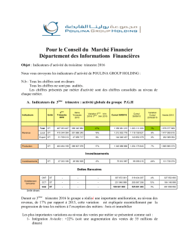 Pour le Conseil du Marché Financier Département des Informations