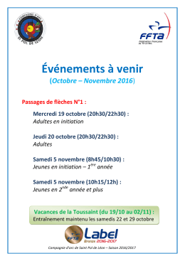 &Eacute;venements &agrave; venir - Compagnie d`arc de Saint Pol de L&eacute;on