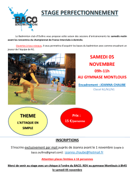 Plaquette Stage Entrainement J3