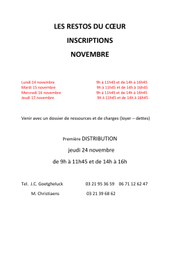 les restos du cœur inscriptions novembre