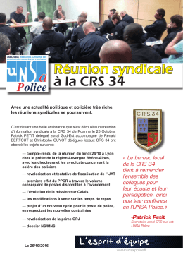 Réunion syndicale à la CRS 34 - Unsa