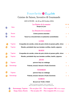 Menu de la semaine du 24 au 28 Octobre