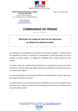 COMMUNIQUÉ DE PRESSE - Internet Services de l`Etat en Hautes