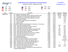 Calendrier des publications &eacute;conomiques