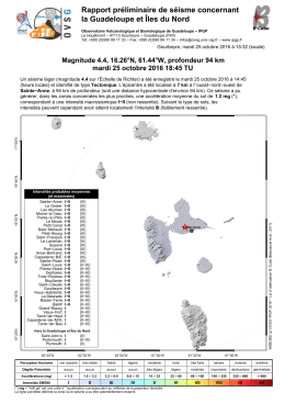 Commuiqué de l`Observatoire volcanologique et sismologique de la