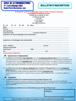 Bulletin d`inscription école de la thrombectomie 2017