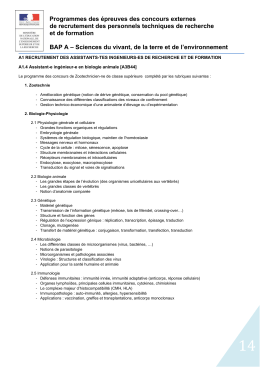 Programmes des épreuves des concours externes de recrutement