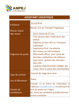 assistant logistique - Journal Universitaire