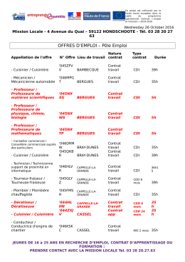 OFFRES D`EMPLOI – Pôle Emploi