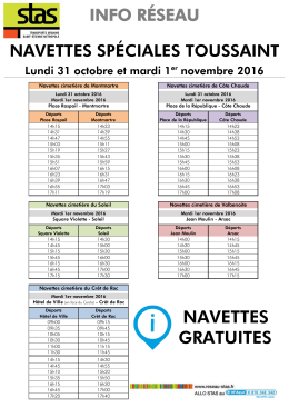 Toussaint - Horaires des Navettes Nouvelle fen&ecirc;tre