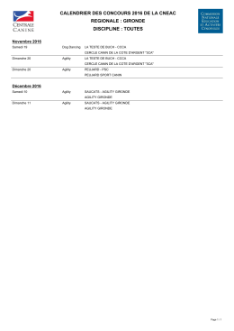 calendrier des concours 2016 de la cneac regionale : gironde