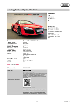 Audi R8 Spyder V10 5.2 FSI quattro 525 ch S tronic Information