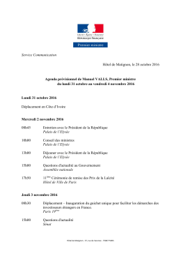 Agenda de Manuel Valls du lundi 31 octobre au