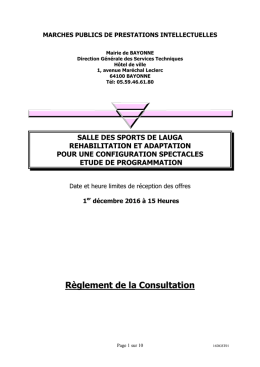R&egrave;glement de la Consultation