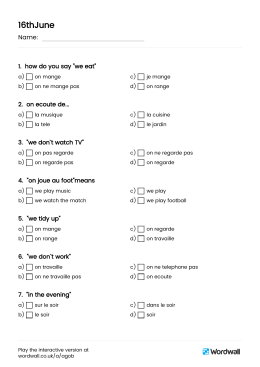 16thJune - Wordwall