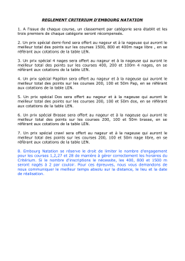 R&eacute;glement &ndash; Classement