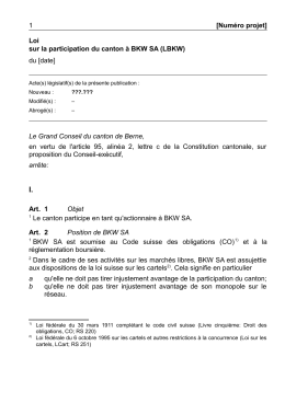 1 [Num&eacute;ro projet] Loi sur la participation du canton &agrave; BKW SA