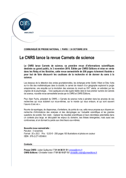Communiqu&eacute; carnets de sciences