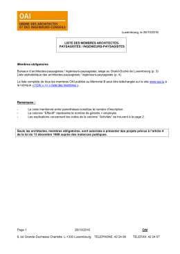 Liste des membres architectes-paysagistes / ing&eacute;nieurs