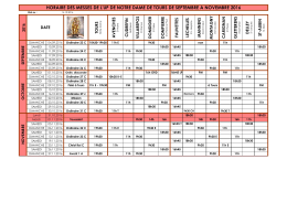 horaire des messes de l`up de notre dame de tours de septembre a