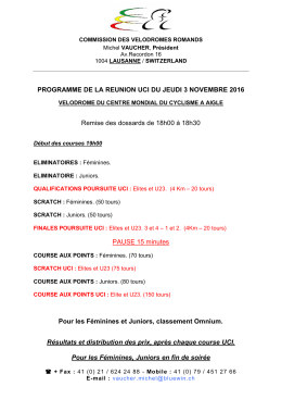 Programme - commission des velodromes romands