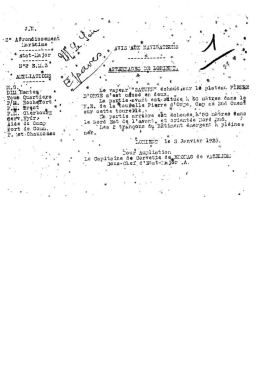 Document d`archive relatant le naufrage du vapeur.