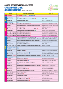 CALENDRIER FFCT 2017
