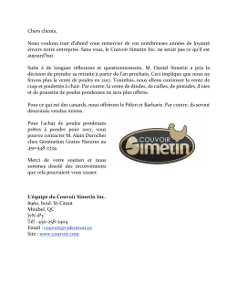 Lettre client - Couvoir Simetin