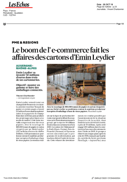 Le boom de F e-commerce fait les affaires des cartons d`Emin Leydier