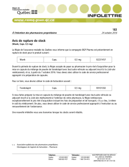 Avis de rupture de stock - R&eacute;gie de l`assurance maladie du Qu&eacute;bec
